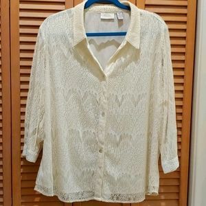 Chicos Size 3 lacey long sleeve top